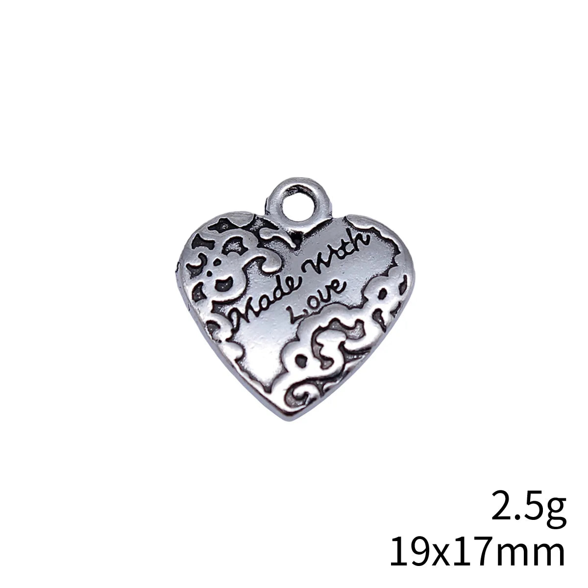 19x17mm 2.5g Multicolor Zinc Alloy Made With Love Heart Charm Pendant for DIY Garment Jewelry Making