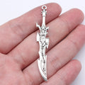 59mm 3.1g Antique Silver Zinc Alloy Seven Star Knife Charm Pendant for DIY Cosplay Jewelry Making