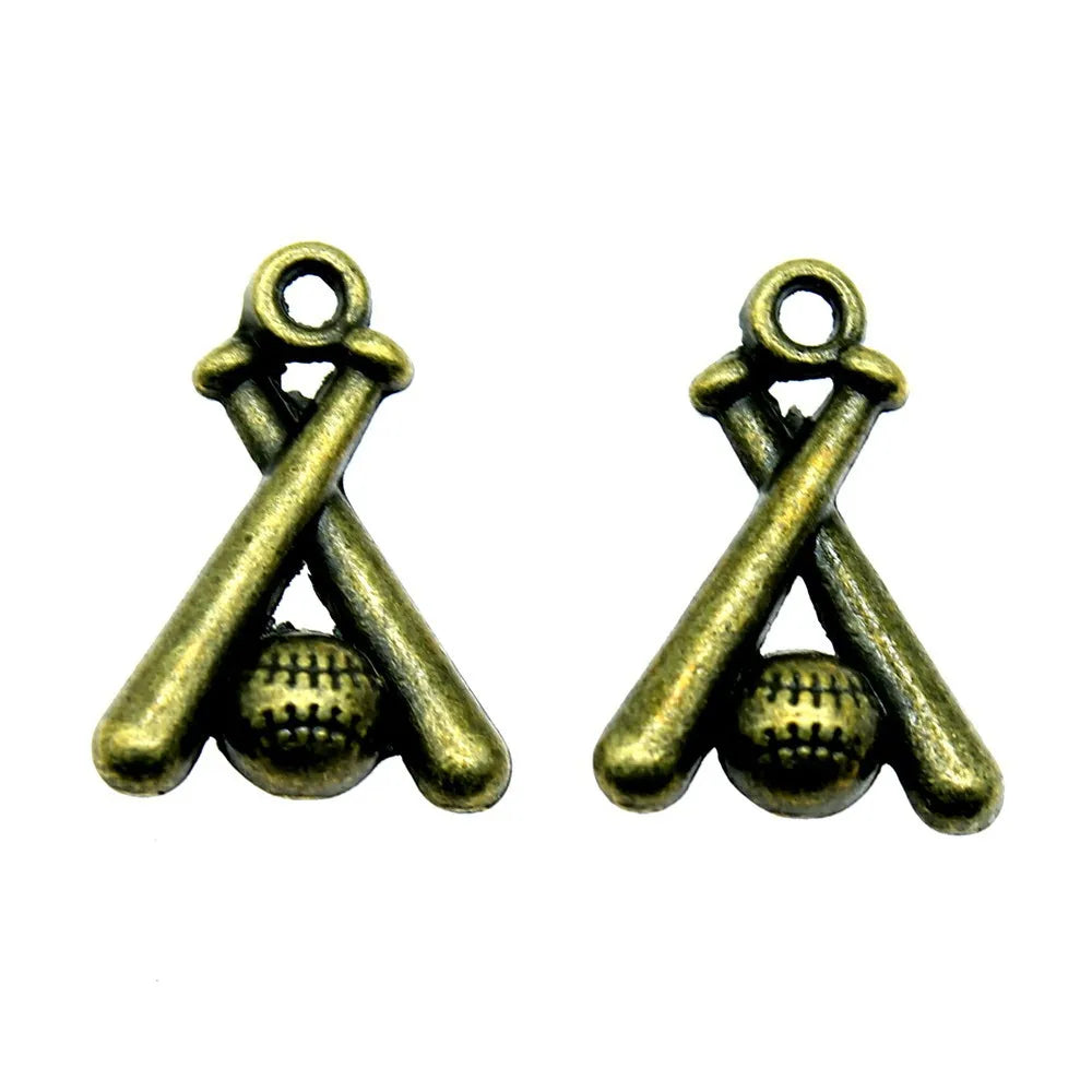 19x13mm 1.7g Multicolor Zinc Alloy Baseball Charm Pendant for DIY Sports Bracelet Necklace Making