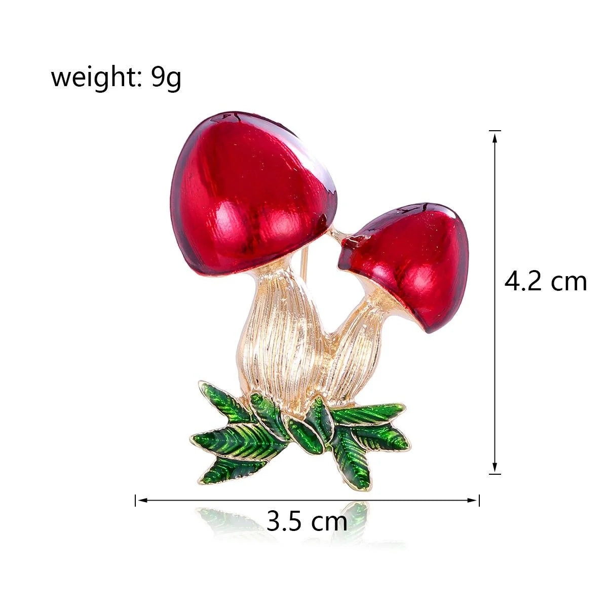 Cute Enamel Mushroom Brooch With Green Leaves, Alloy Cartoon Fungi Lapel Pin Corsage Gift For Women
