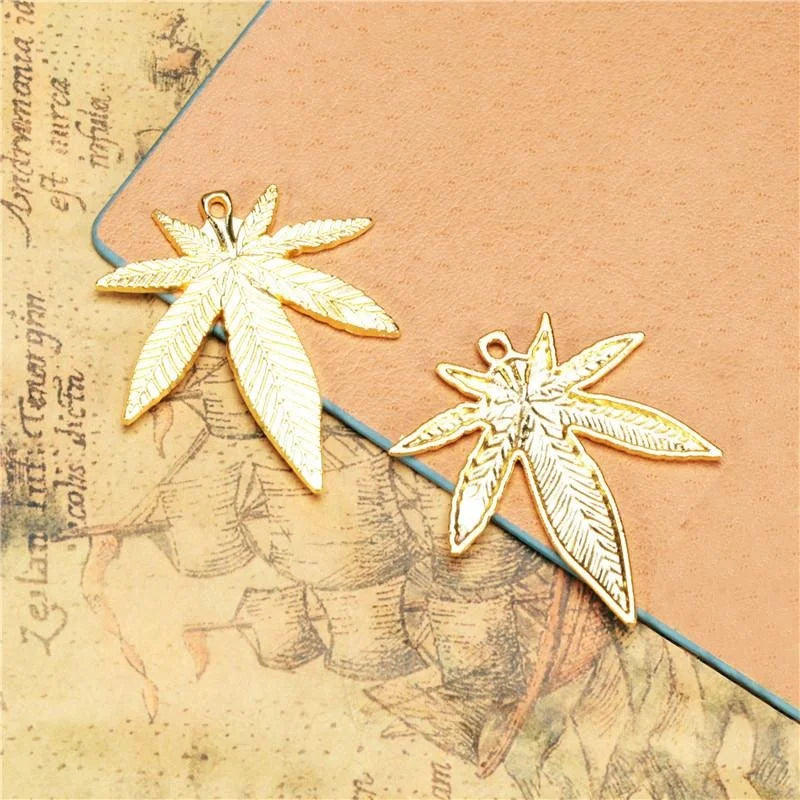 39x33MM Gold Zinc Alloy Maple Leaf Charm Pendant for DIY Necklace Bracelet Jewelry Making