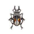 Luxury Enamel Beetle Brooch With Rhinestone Alloy Insect Lapel Pin For Women Suit Accessory Gift