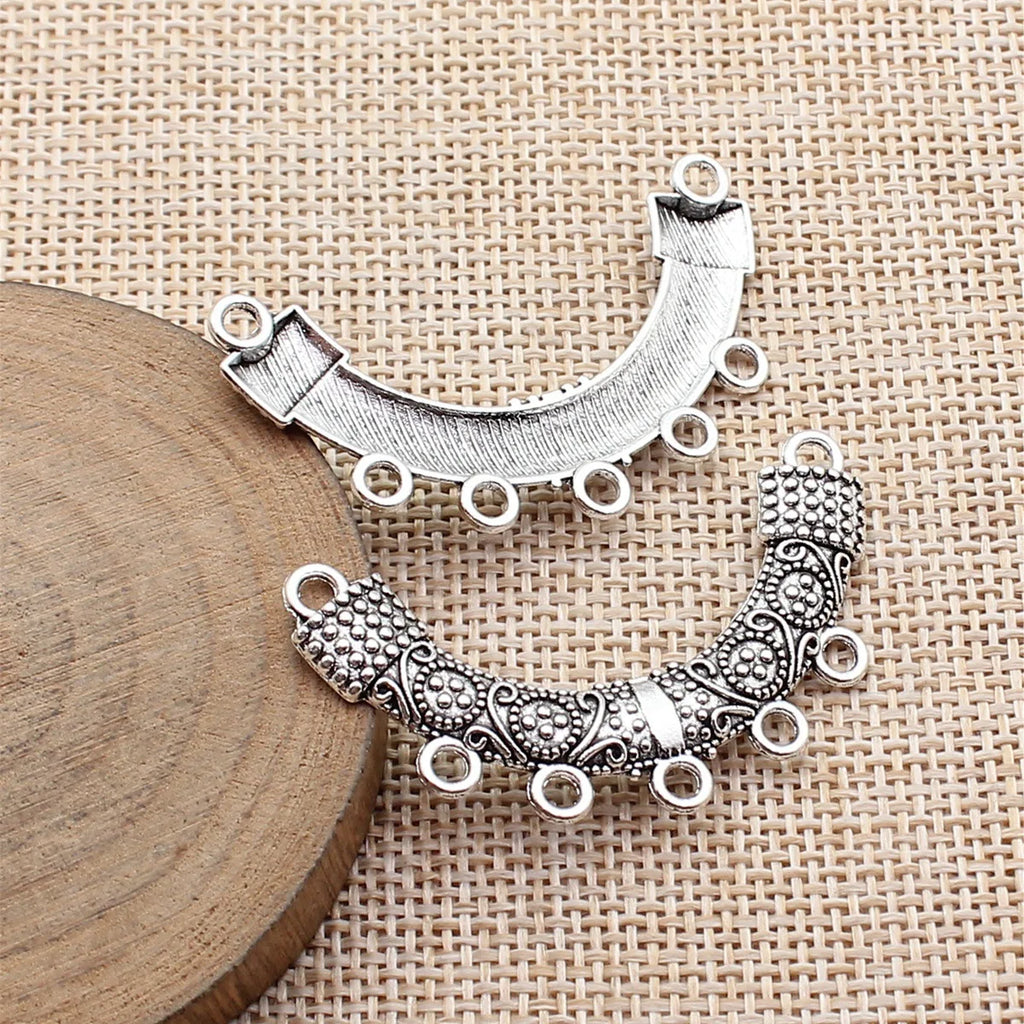 46x29mm 2.9g Antique Silver Zinc Alloy Openwork Necklace Connector Charm for DIY Jewelry Making