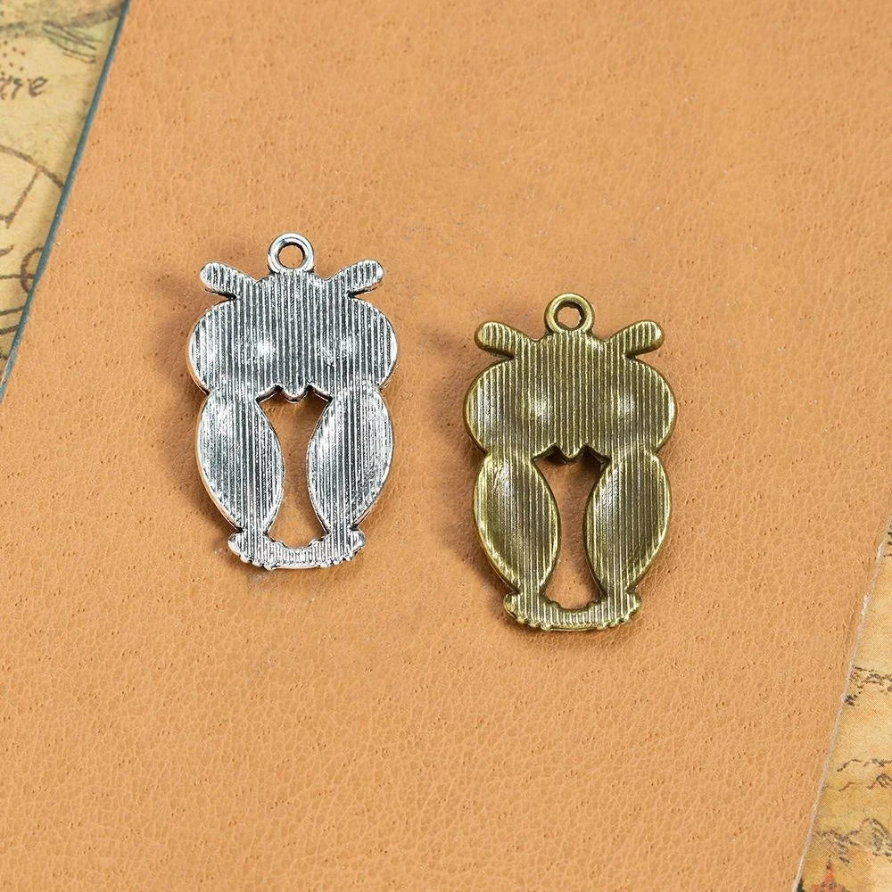 30x19MM Antique Silver Zinc Alloy Owl Charm Pendant for DIY Necklace Bracelet Jewelry Making