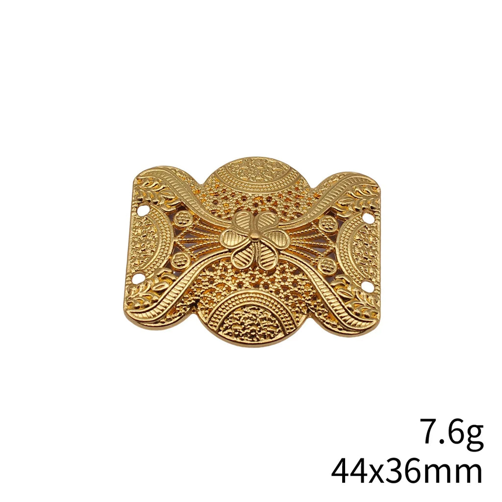44x36mm 7.6g Bright Gold Zinc Alloy Four-Hole Connector Charm for Body Chain Waist Chain Jewelry