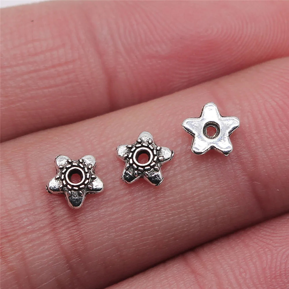 6x6mm 0.1g Multicolor Zinc Alloy Flower Bead Cap Jewelry Findings for DIY Earring Bracelet Making