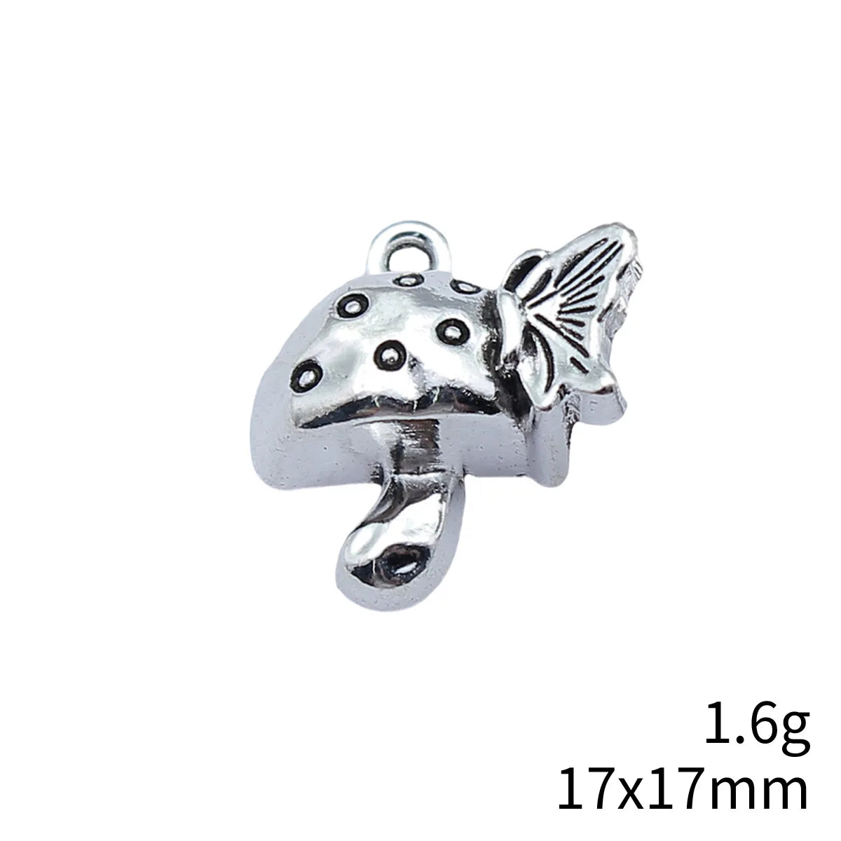 17x17mm 1.6g Antique Silver Zinc Alloy Butterfly Mushroom Charm Pendant for DIY Jewelry Making