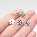 10.4x10.4mm 0.41g Antique Silver Zinc Alloy Flower Bead Cap Jewelry Finding for DIY Jewelry Making