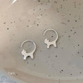 Cute Silver Tone Copper Cat Drop Earrings Minimalist Animal Design Daily Fashion Jewelry