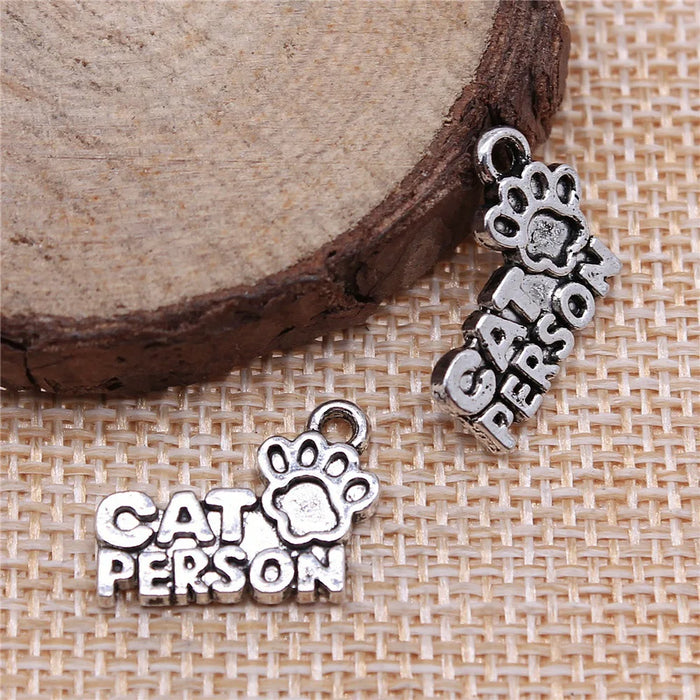 18x13mm 1.4g Zinc Alloy Cat Person Paw Letter Charm Pendant for DIY Pet Theme Necklace Bracelet Making