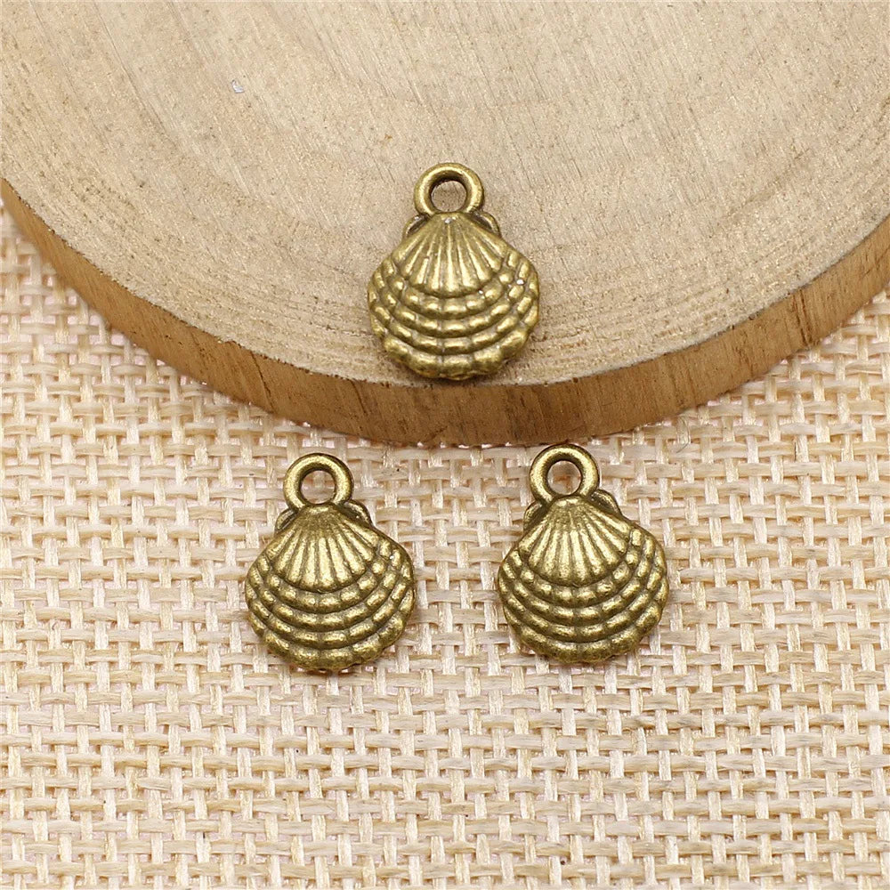 13x10mm 1g Multicolor Zinc Alloy Shell Charm Pendant for Ocean Theme Necklace Bracelet Making