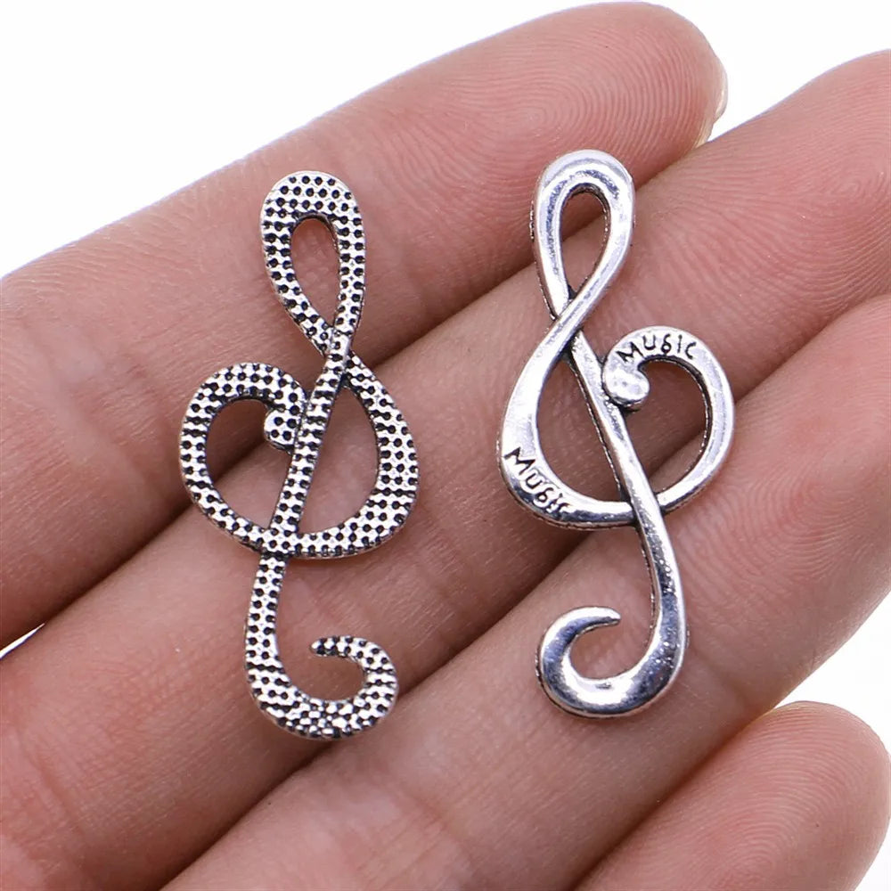 15x36mm 1.7g Antique Silver Zinc Alloy Music Note Charm Pendant for DIY Bracelet Necklace Making
