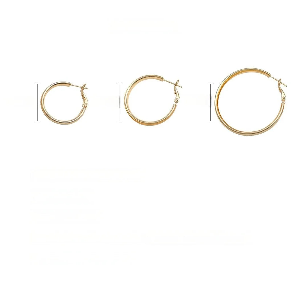 14K Gold Plated Copper Frosted Geometric Hoop Earrings Minimalist Fashion Office Jewelry
