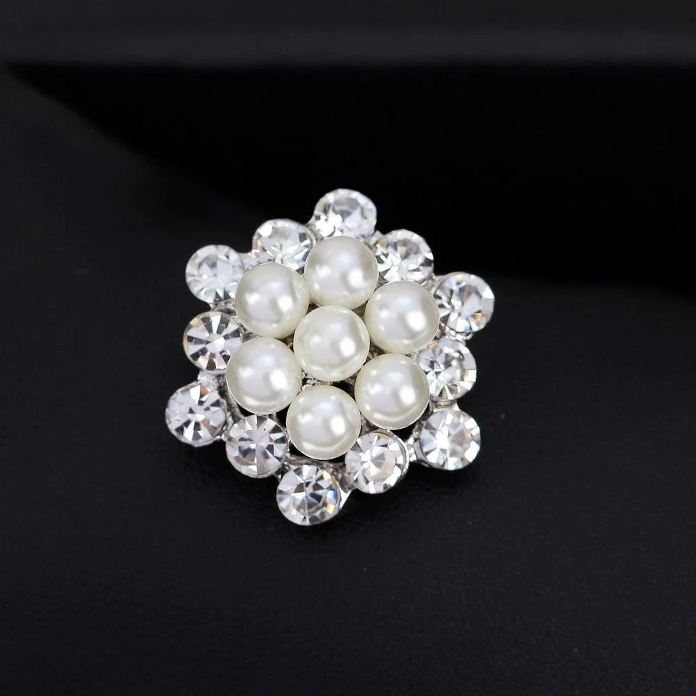 Elegant Pearl Rhinestone Flower Brooch For Women, Korean Style Alloy Lapel Pin Corsage Suit Accessory Gift