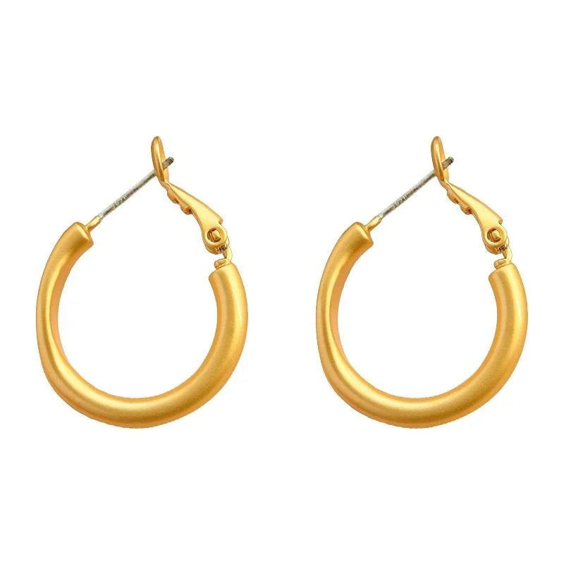 Premium Minimalist Copper Hoop Earrings Glossy Matte Geometric Korean French Style For Women