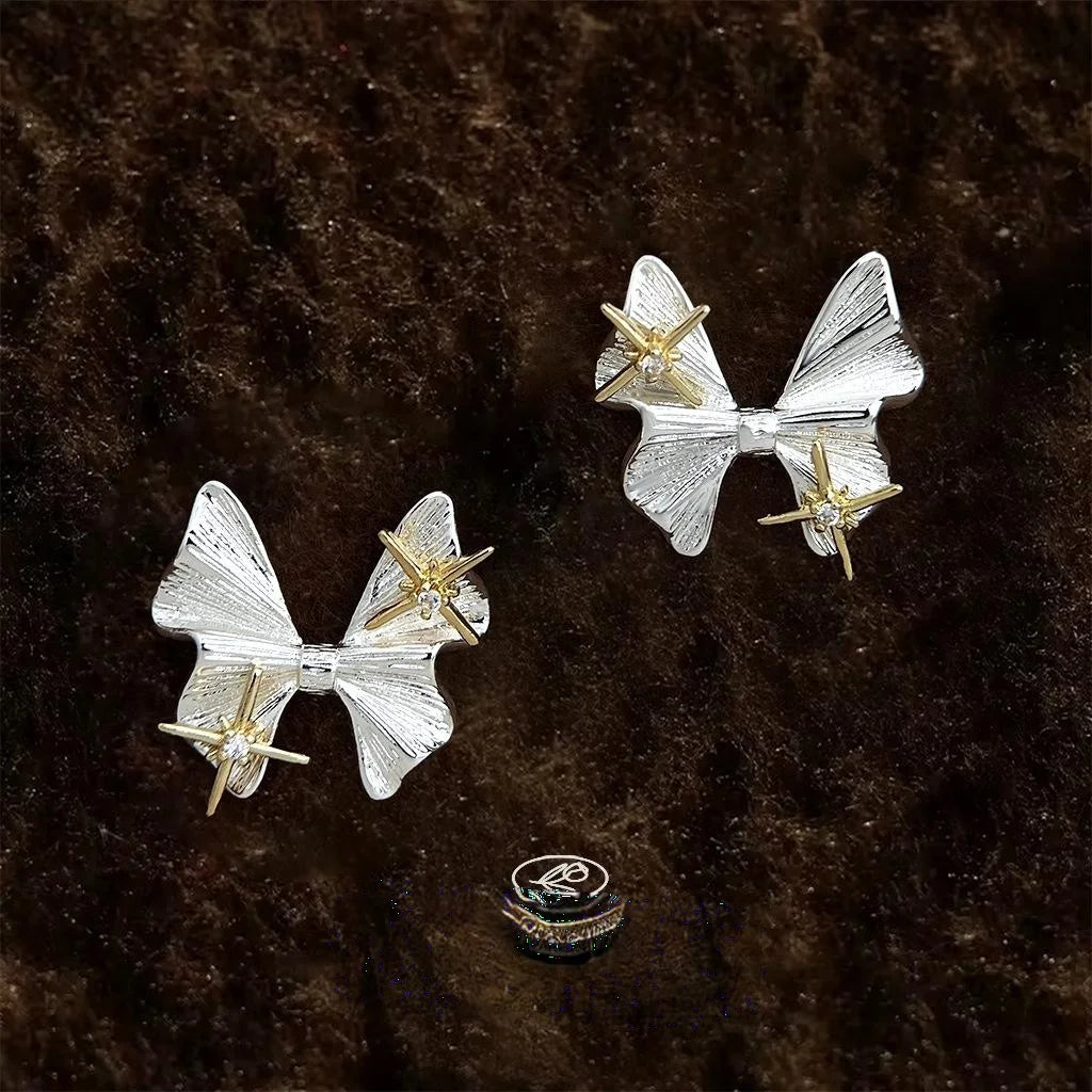 Two Tone Electroplated Butterfly Stud Earrings Eco Copper Style Jewelry