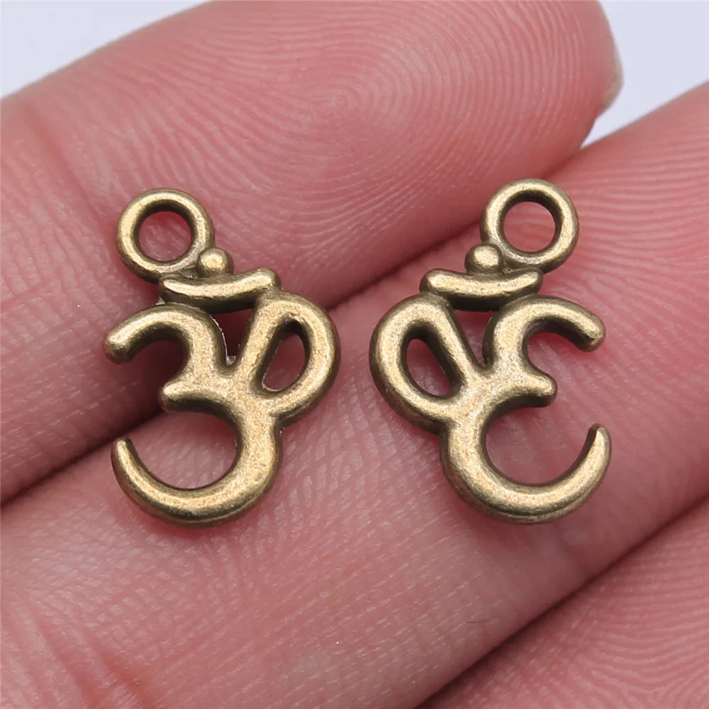 15x10mm 0.7g Multicolor Zinc Alloy OM Symbol Charm Pendant for DIY Necklace Bracelet Making