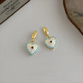 Old Money Style Copper Zirconia Heart Tassel Drop Earrings