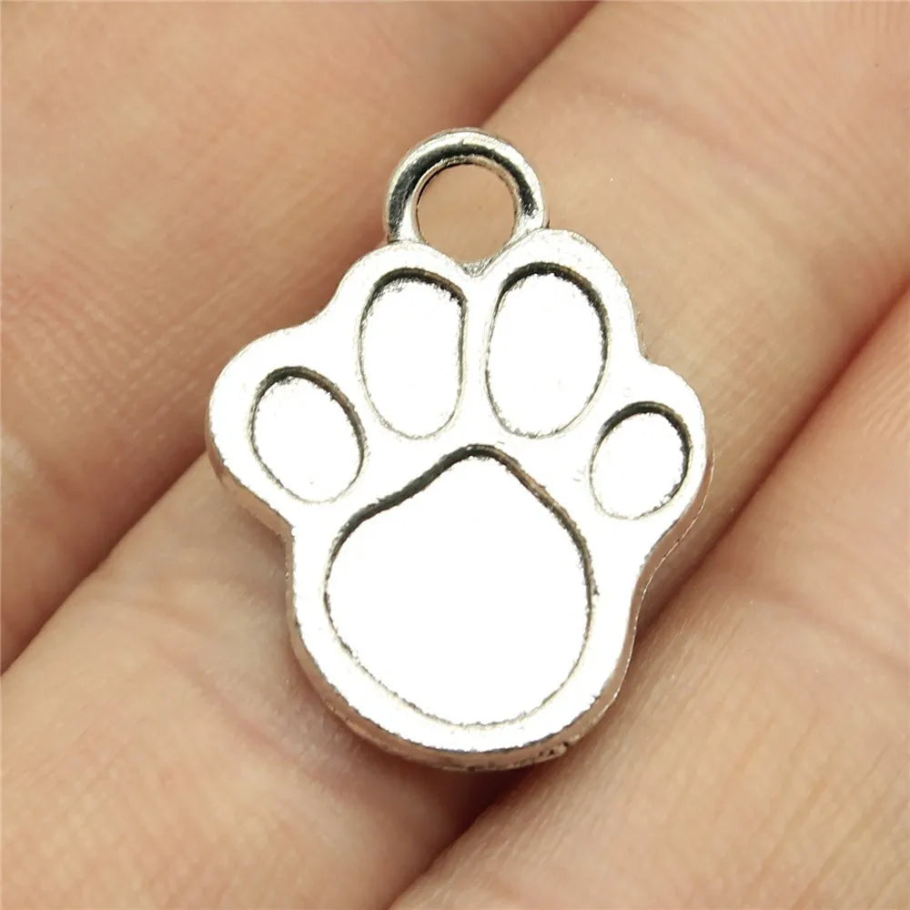 22x17mm 2.3g Antique Silver Zinc Alloy Dog Paw Charm Pendant for Pet Theme Jewelry Making