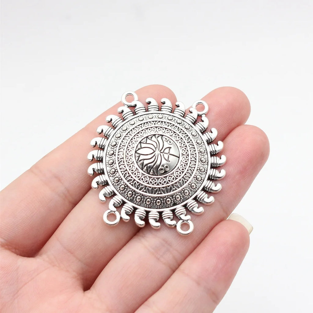 41x39mm 6.9g Antique Silver Zinc Alloy Four-Hole Connector Charm for Body Chain Waist Chain Making