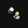 Elegant Natural Shell Flower Alloy Zircon Hoop Stud & Clip On No Piercing Light Luxury Women's Earrings