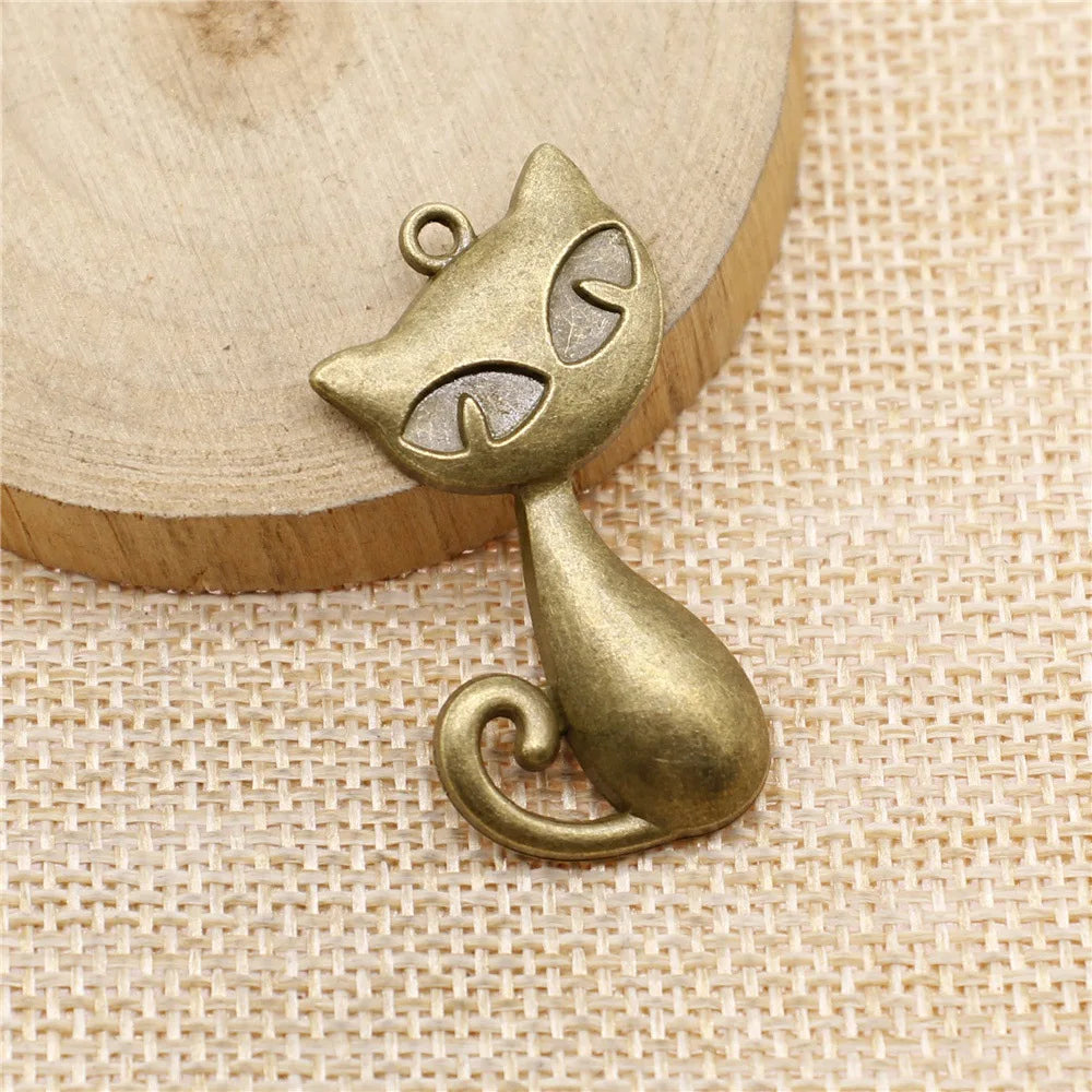 39x32mm 3.8g Multicolor Zinc Alloy Cat Charm Pendant for Necklace Bracelet DIY Jewelry Making