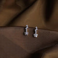 Mini Cubic Zirconia Flower Stud Earrings For Women Silver Plated Korean Japanese Daily Jewelry