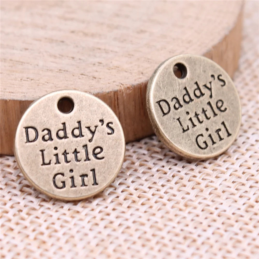 15x15mm 1.95g Antique Bronze Zinc Alloy Daddy's Little Girl charm pendant for DIY necklace making
