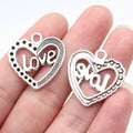 25x25mm 2.1g Antique Silver Zinc Alloy LOVE Heart Charm Pendant for DIY Necklace Bracelet Making