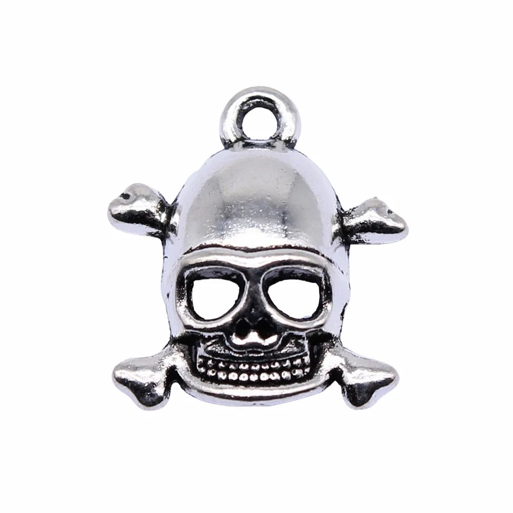 20x18mm 1.8g Multicolor Zinc Alloy Skull Head Charm Pendant for DIY Necklace Bracelet Jewelry Making