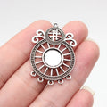 37x25mm 3.6g Antique Silver Zinc Alloy Gemstone Setting Earring Connector Charm for Jewelry DIY