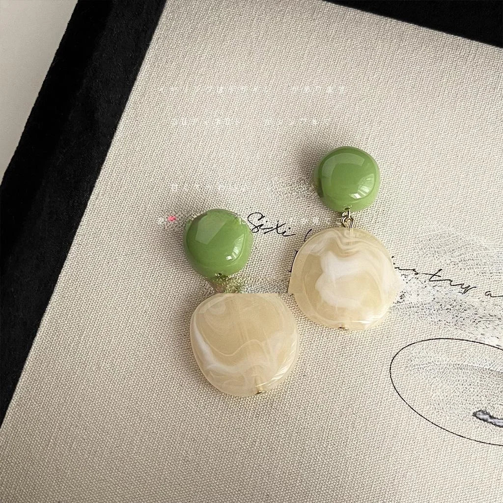 Milk Tea Apricot Acrylic Irregular Geometric Drop Earrings Fashion OL Original Design Jewelry