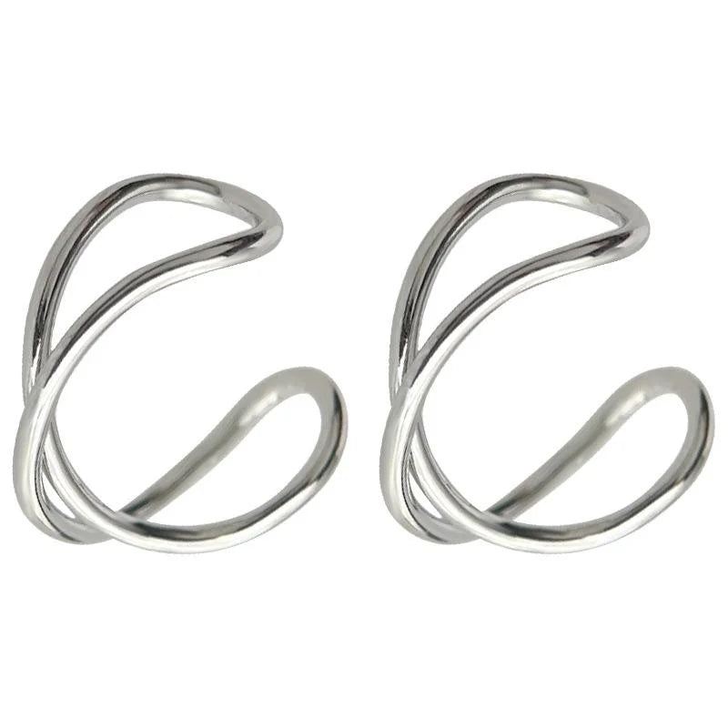 Minimalist Copper Geometric Line Ring Clip On Drop Earrings For Women No Piercing