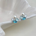 Fresh Minimalist Geometric Zircon Stud Earrings Copper Designer Round Square Jewelry