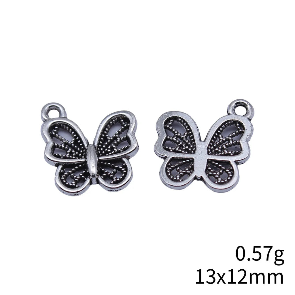 13x12mm 0.57g Antique Silver Zinc Alloy Butterfly Charm Pendant for Bracelet Necklace DIY Jewelry Making