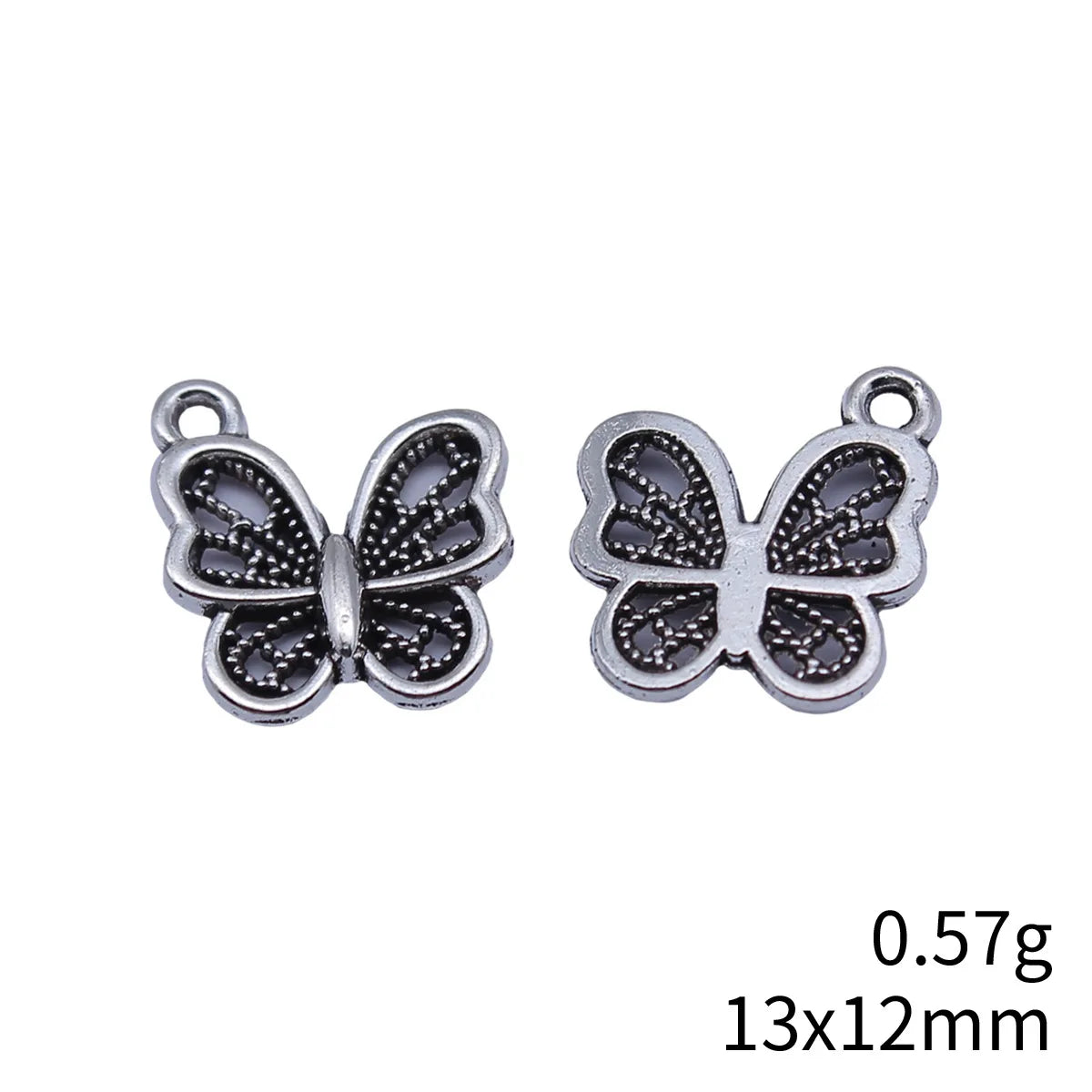 13x12mm 0.57g Antique Silver Zinc Alloy Butterfly Charm Pendant for Bracelet Necklace DIY Jewelry Making