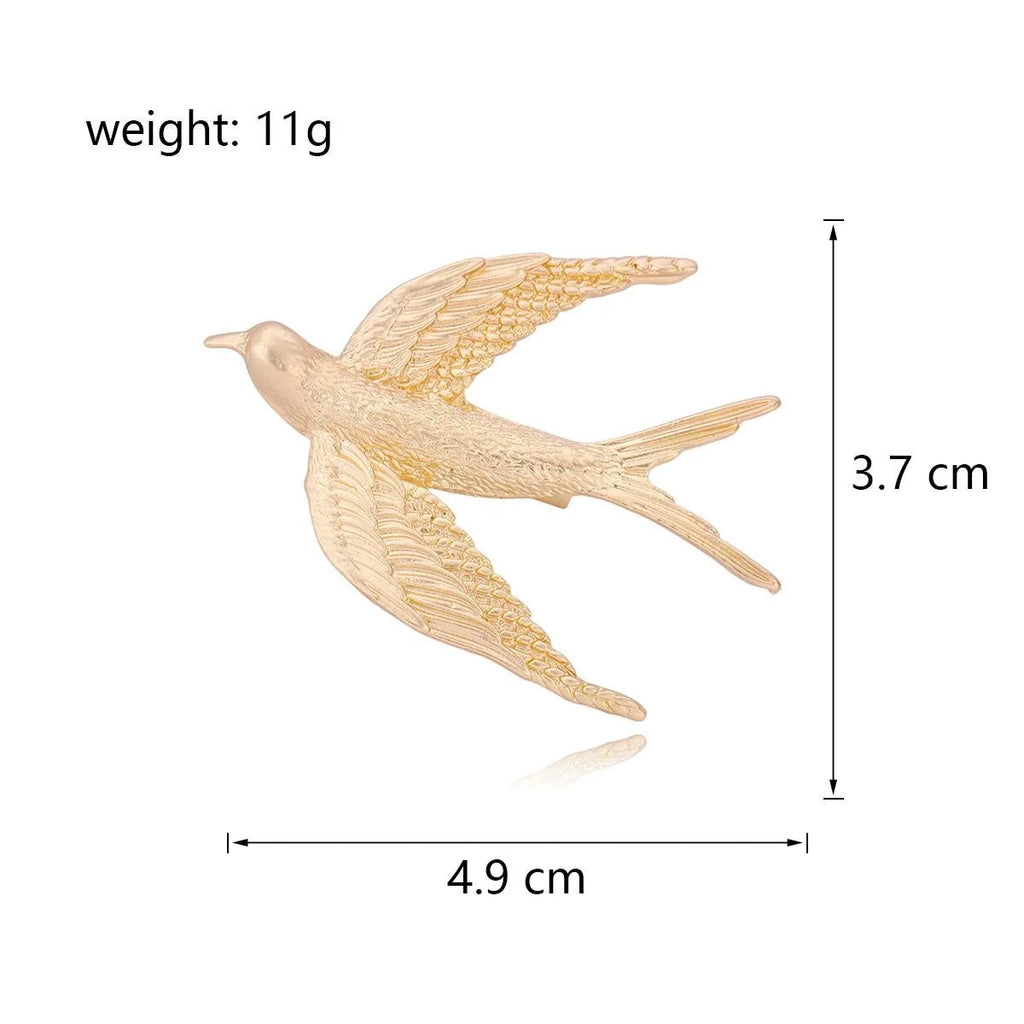 Elegant Gold Swallow Bird Alloy Brooch With Textured Wings, Women's Lapel Pin Corsage Suit Accessory Gift