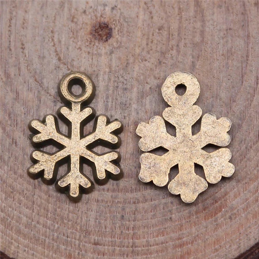11x15mm 0.5g Multicolor Zinc Alloy Snowflake Charm Pendant for DIY Christmas Jewelry Making
