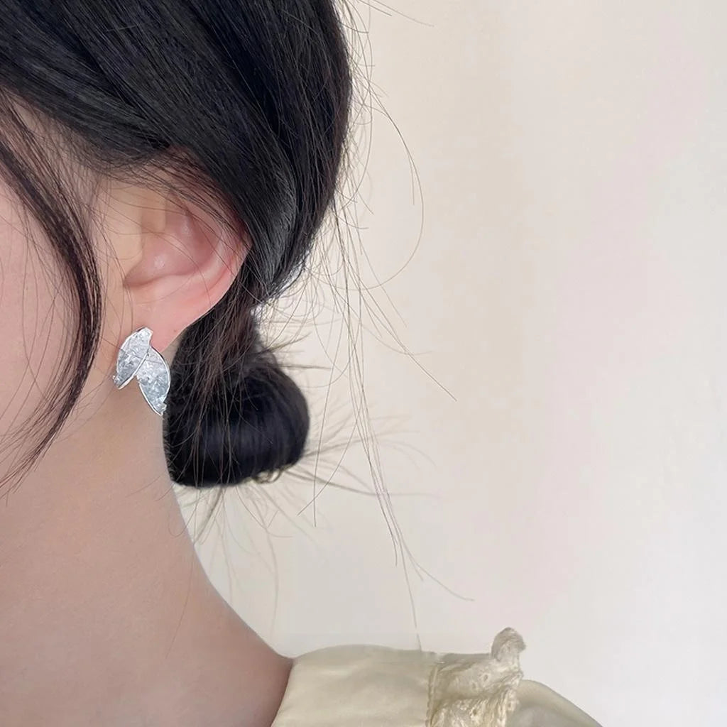 2025 Summer Glass Crystal Leaf Stud Earrings Sweet Forest Style Jewelry