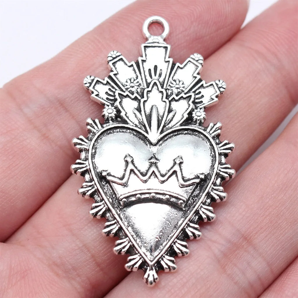 46x27mm 6.4g Antique Silver Zinc Alloy Gothic Heart Charm Pendant for DIY Necklace Bracelet Making