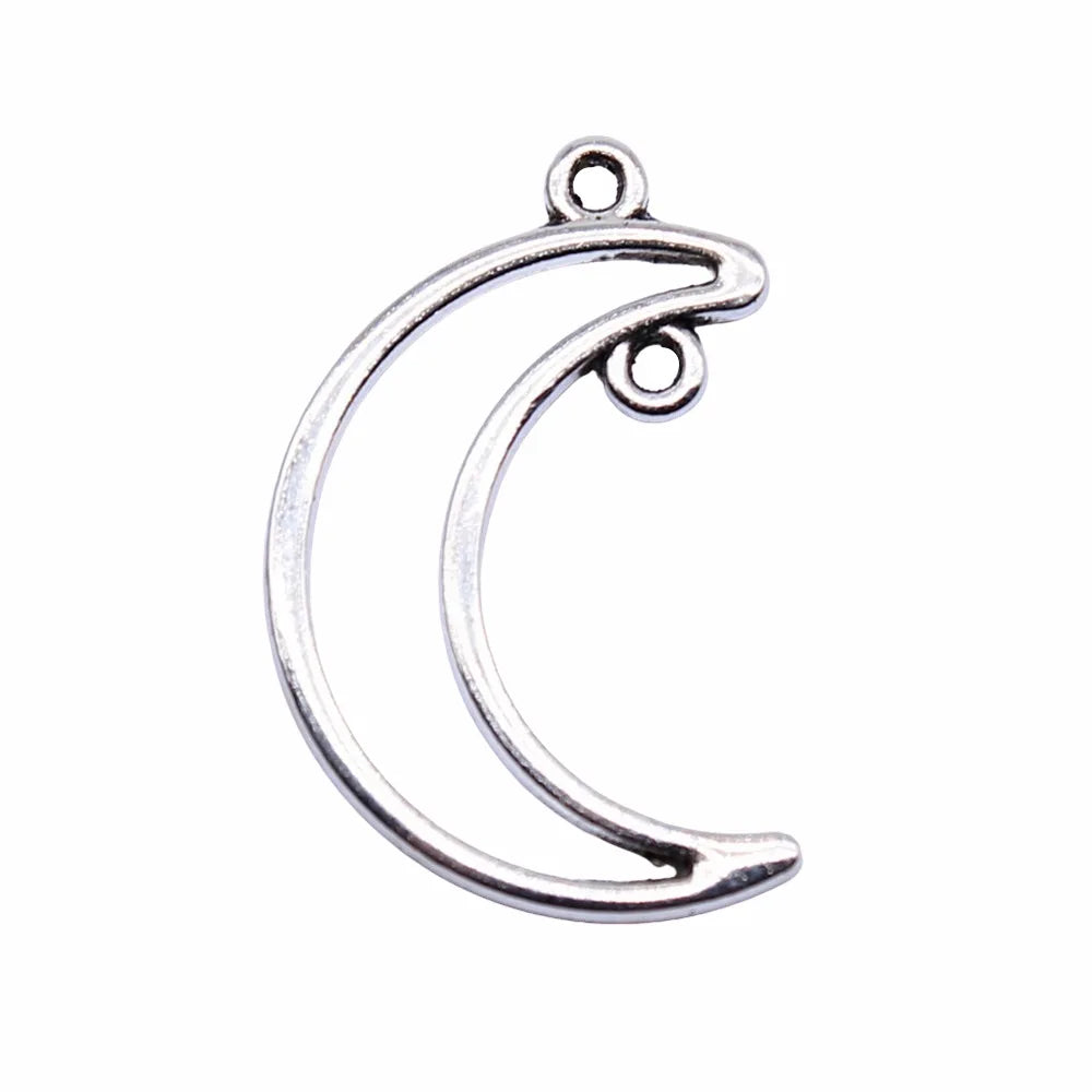 26x17mm 1g Antique Silver Zinc Alloy Moon Connector Charm for DIY Bracelet Necklace Jewelry Making