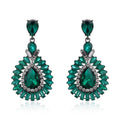 Luxury Emerald Green Crystal Rhinestone Teardrop Chandelier Earrings For Bridal Wedding Party Banquet