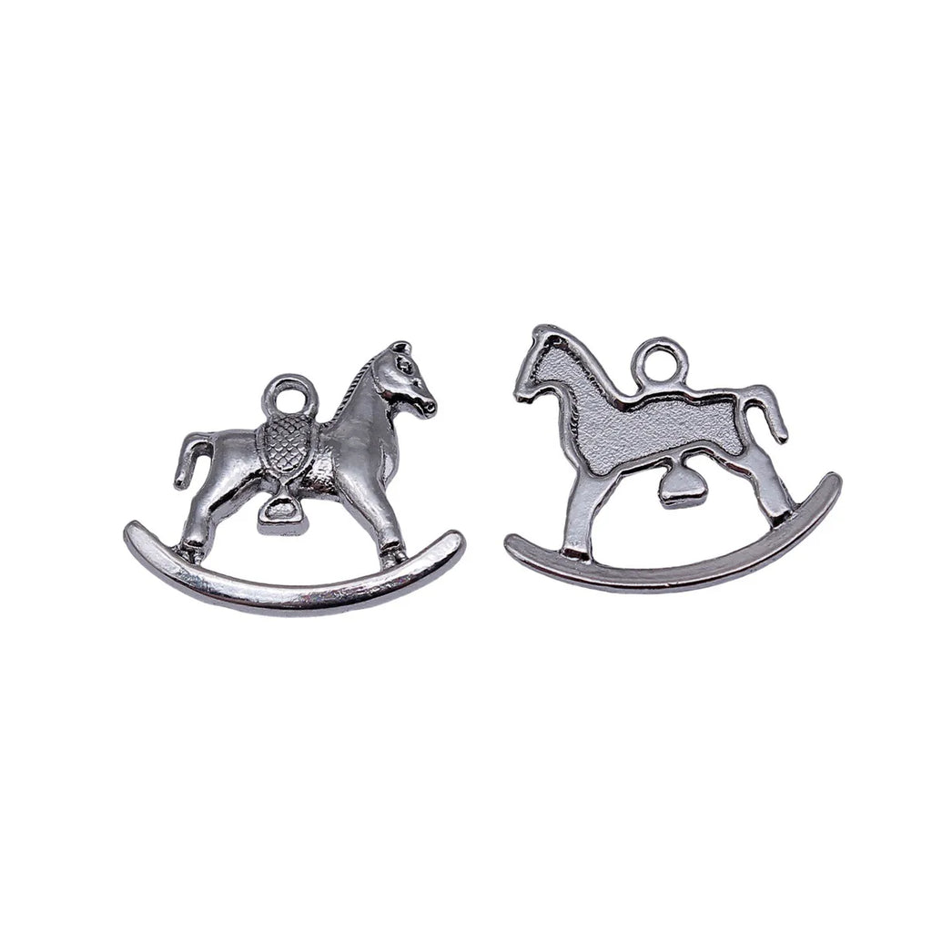21x17mm 1.7g Antique Silver Zinc Alloy Rocking Horse Charm Pendant for DIY Bracelet and Necklace Making
