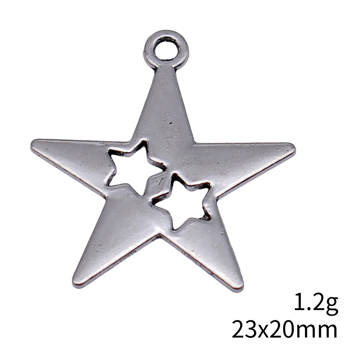 23x20mm 1.2g Multicolor Zinc Alloy Five-Point Star Charm Pendant for DIY Bracelet Necklace Making