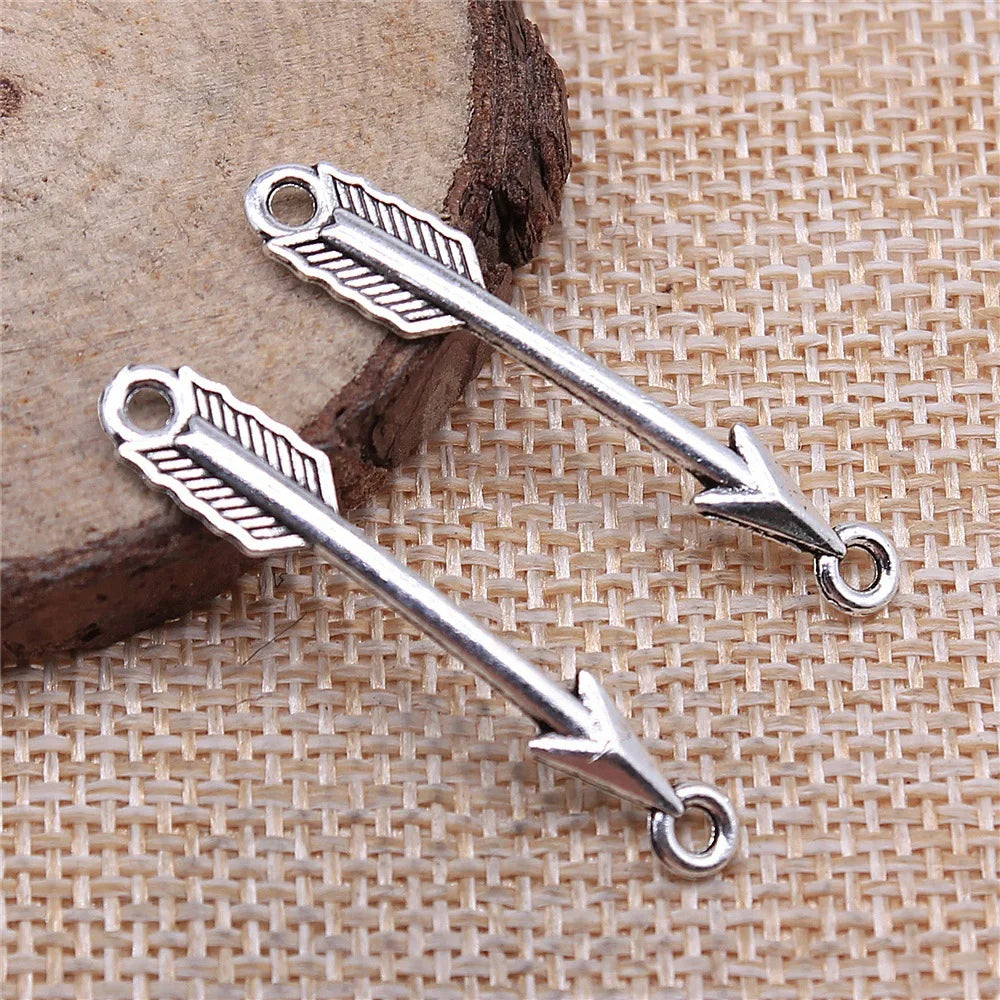 37x6mm 1.1g Multicolor Zinc Alloy Bow and Arrow Connector Charm for DIY Bracelet Necklace Making