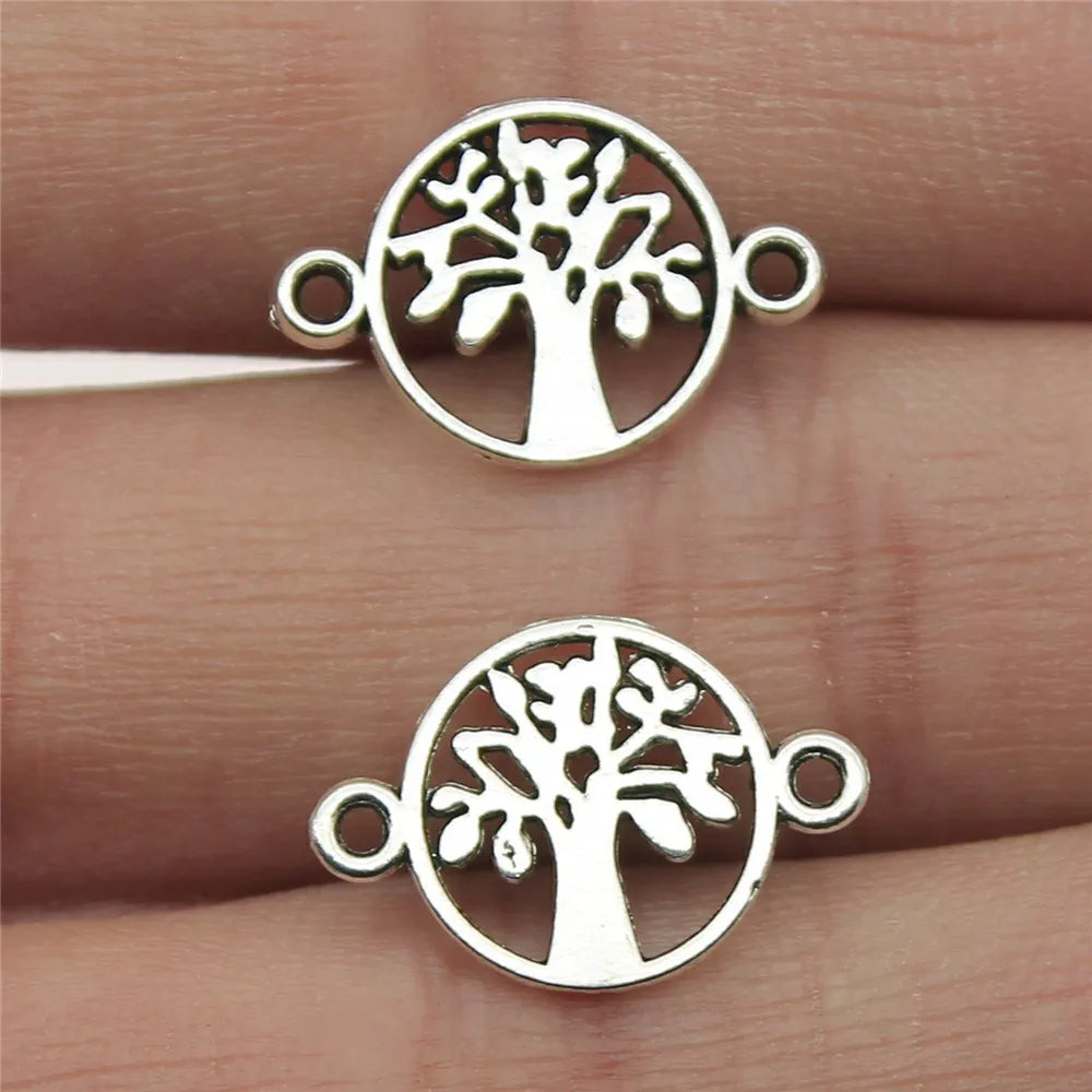 12x18mm 0.6g Antique Silver Zinc Alloy Tree of Life Connector Charm for Bracelet Jewelry Making