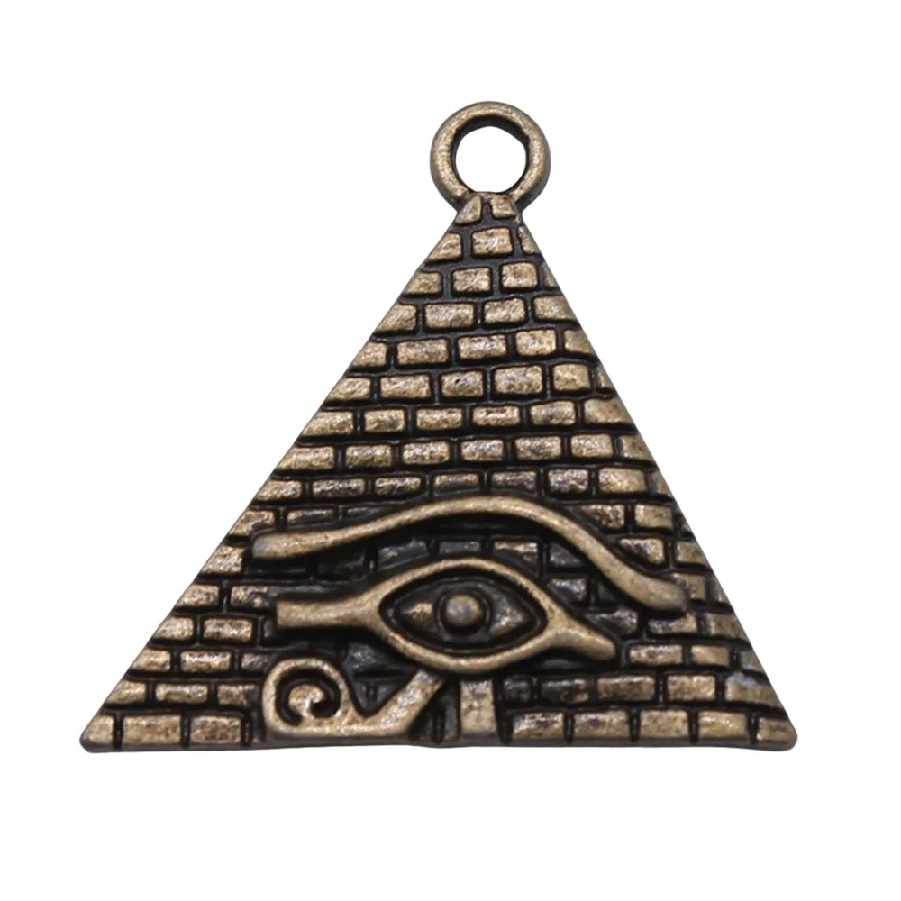 30x32mm 3.8g Multicolor Zinc Alloy Pyramid Horus Eye Charm Pendant for DIY Jewelry Making