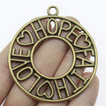 65x58mm 15g Antique Bronze Zinc Alloy LOVE HOPE FAITH Charm Pendant for DIY Necklace Jewelry