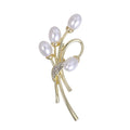Elegant Pearl Balloon Bouquet Brooch With Gold Alloy Rhinestones, Women's Lapel Pin Corsage Gift