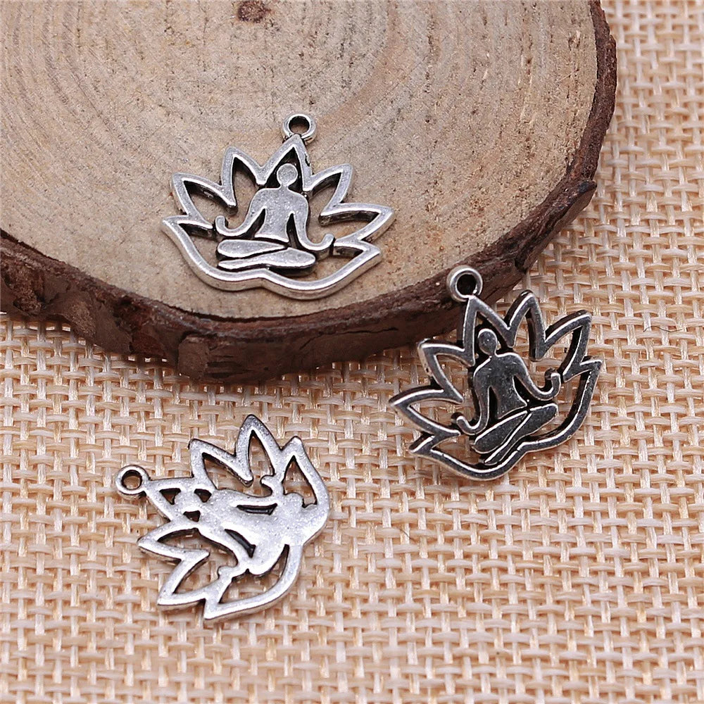 18x17mm 1.2g Multicolor Zinc Alloy Lotus Buddha Charm Pendant for DIY Jewelry Making